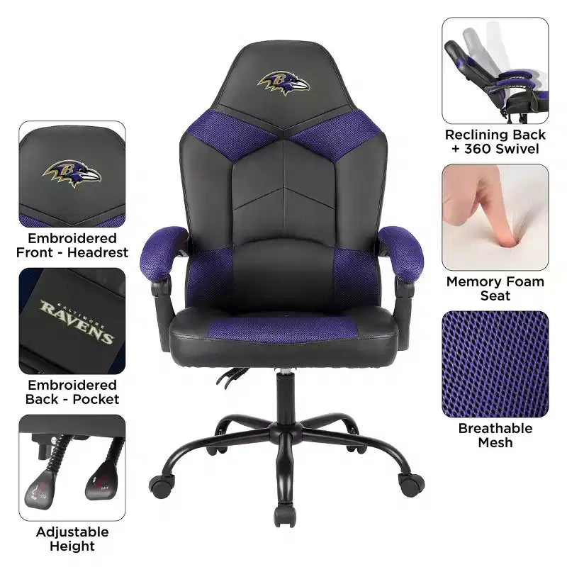Chaise de bureau surdimensionnée Baltimore Ravens
