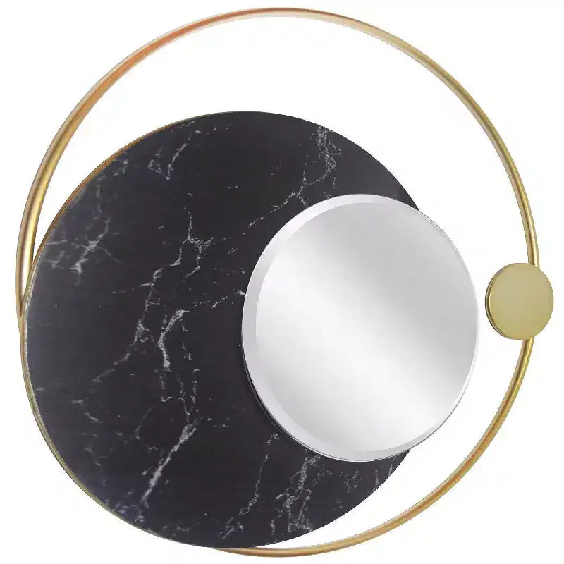 Miroir mural phases de lune doré 19,5 po : rond, moderne, aucun assemblage requis, cadre en métal, fixation murale