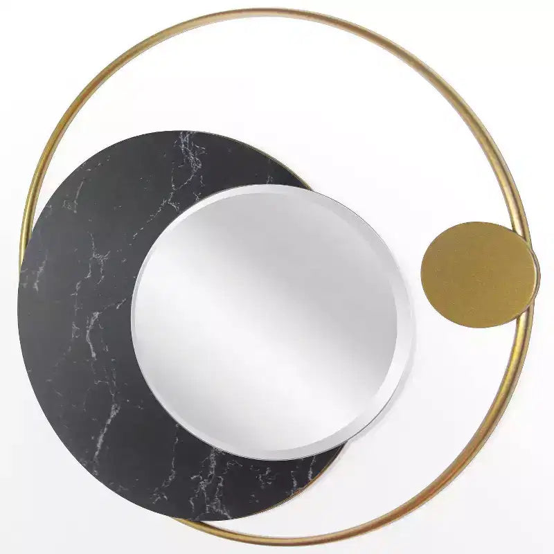 Miroir mural phases de lune doré 19,5 po : rond, moderne, aucun assemblage requis, cadre en métal, fixation murale