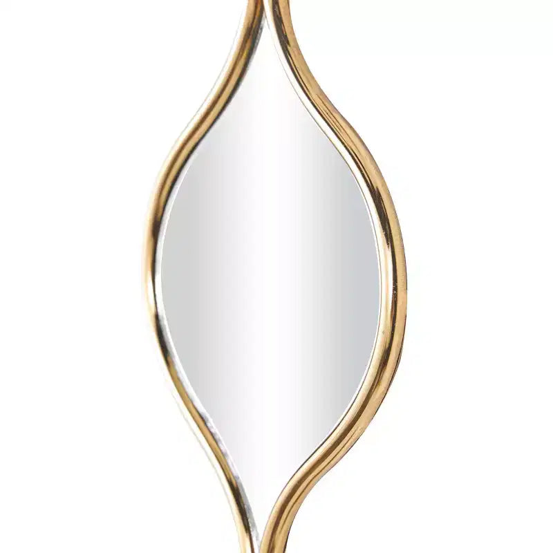Miroir mural empilable fin en métal de 130x15 cm avec 6 couches et motif en forme de goutte d'eau, doré