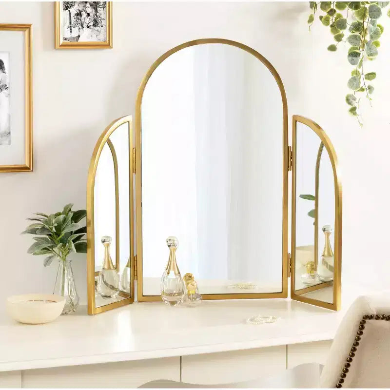 Miroir arche trépied 71x71 cm Or : Style moderne, Mural, Aucun assemblage requis