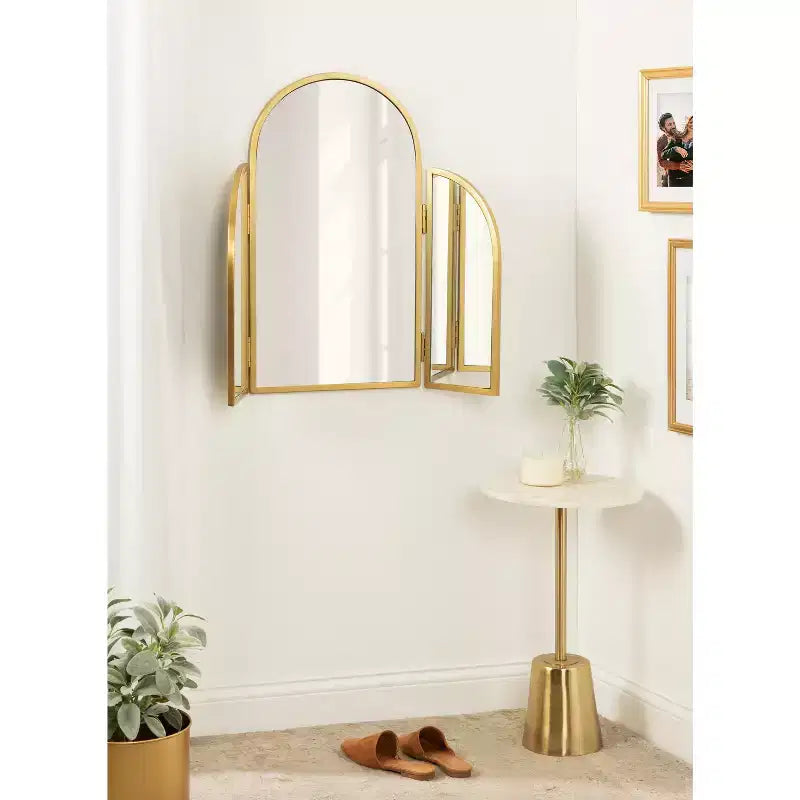 Miroir arche trépied 71x71 cm Or : Style moderne, Mural, Aucun assemblage requis