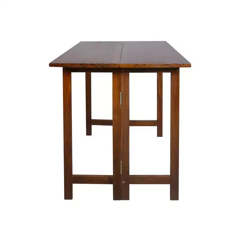 Table console et de salle à manger convertible pliante en bois massif brun chaud