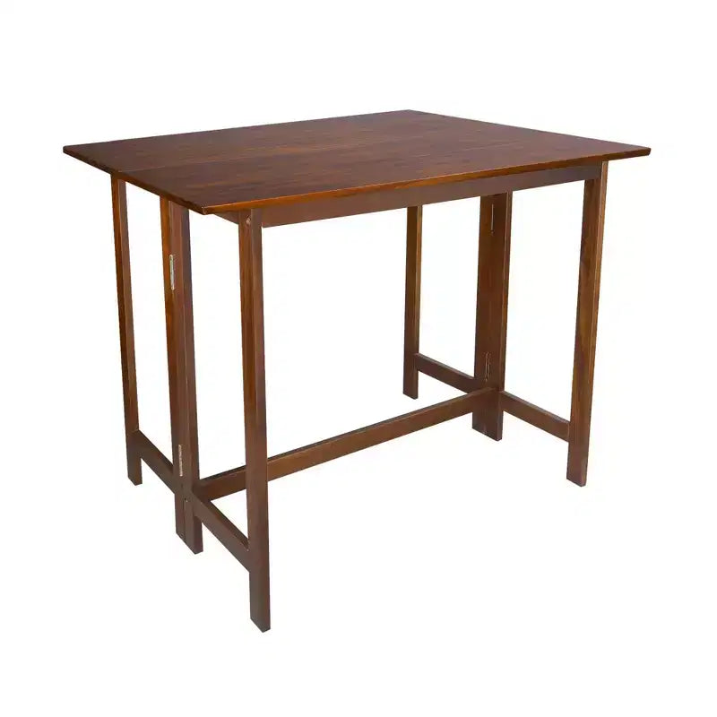 Table console et de salle à manger convertible pliante en bois massif brun chaud