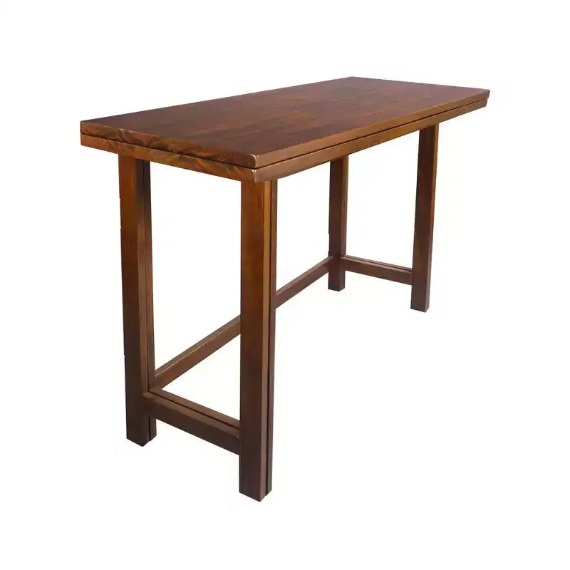 Table console et de salle à manger convertible pliante en bois massif brun chaud