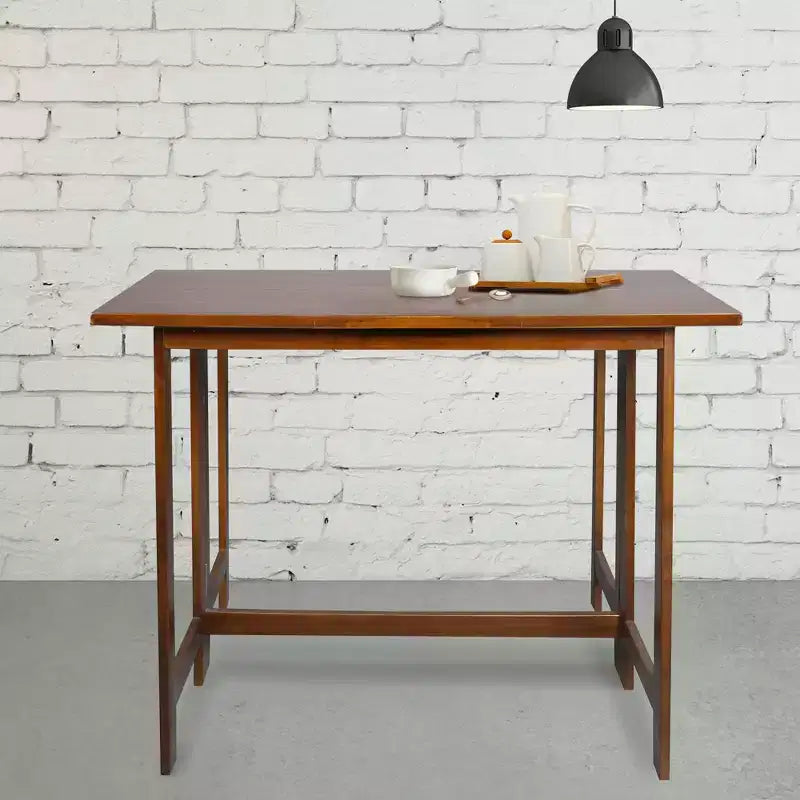 Table console et de salle à manger convertible pliante en bois massif brun chaud