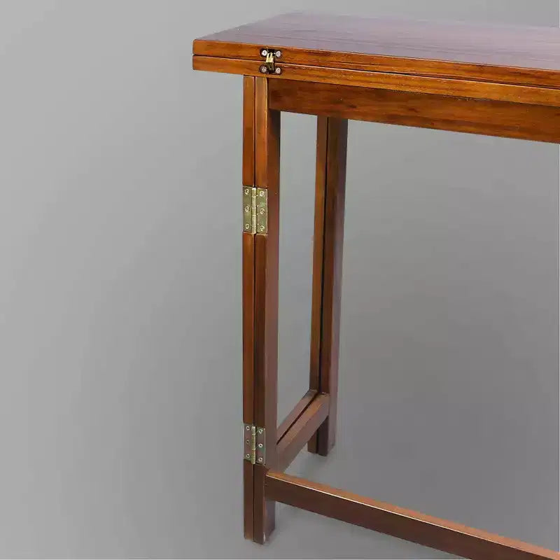 Table console et de salle à manger convertible pliante en bois massif brun chaud