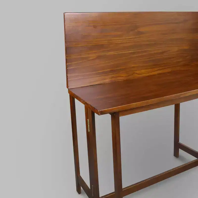 Table console et de salle à manger convertible pliante en bois massif brun chaud