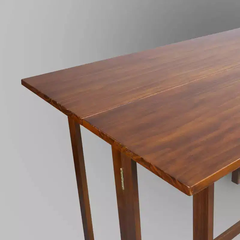Table console et de salle à manger convertible pliante en bois massif brun chaud