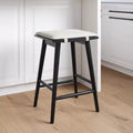 Tabouret de bar à hauteur de comptoir en bois et bouclette noir : Revêtement en lin, 63 cm de haut