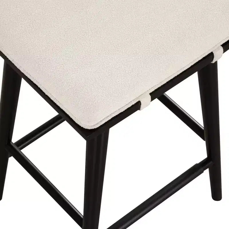 Tabouret de bar à hauteur de comptoir en bois et bouclette noir : Revêtement en lin, 63 cm de haut