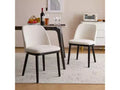 Lot de 2 chaises de salle à manger capitonnées modernes du milieu du siècle avec dossier incurvé Beige/Noir