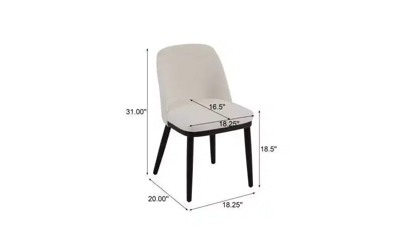 Lot de 2 chaises de salle à manger capitonnées modernes du milieu du siècle avec dossier incurvé Beige/Noir