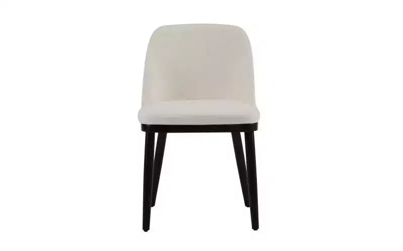 Lot de 2 chaises de salle à manger capitonnées modernes du milieu du siècle avec dossier incurvé Beige/Noir