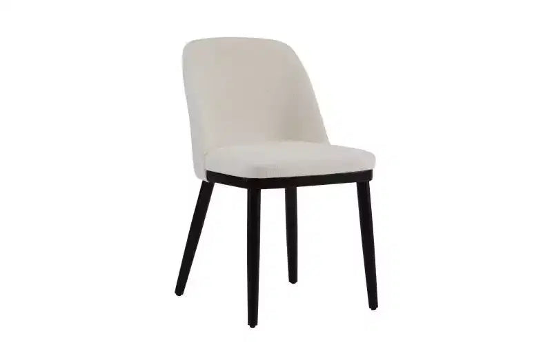 Lot de 2 chaises de salle à manger capitonnées modernes du milieu du siècle avec dossier incurvé Beige/Noir