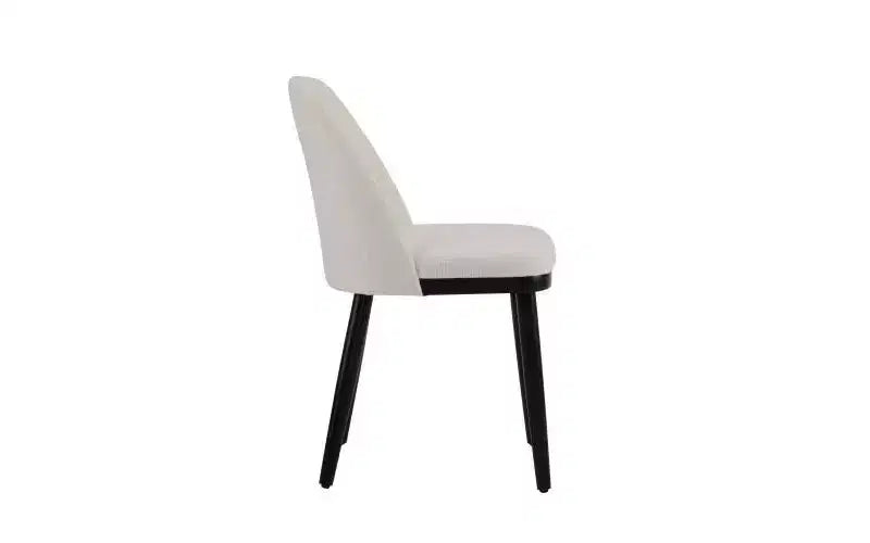Lot de 2 chaises de salle à manger capitonnées modernes du milieu du siècle avec dossier incurvé Beige/Noir
