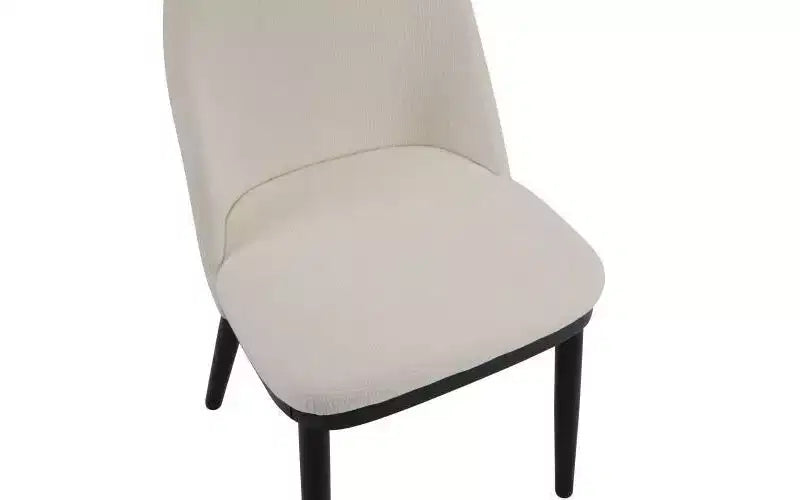 Lot de 2 chaises de salle à manger capitonnées modernes du milieu du siècle avec dossier incurvé Beige/Noir