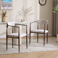 Lot de 2 chaises de salle à manger modernes en fer rembourrées avec dossier ouvert incurvé Beige/Marron foncé