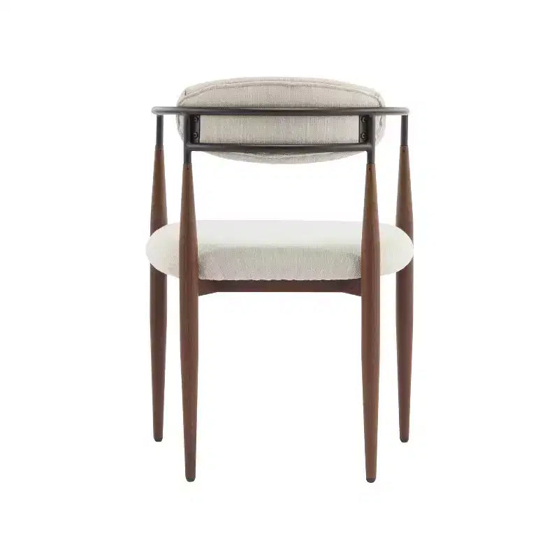 Lot de 2 chaises de salle à manger modernes en fer rembourrées avec dossier ouvert incurvé Beige/Marron foncé
