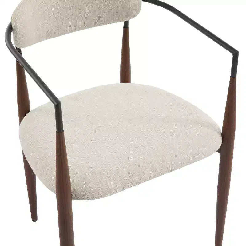 Lot de 2 chaises de salle à manger modernes en fer rembourrées avec dossier ouvert incurvé Beige/Marron foncé