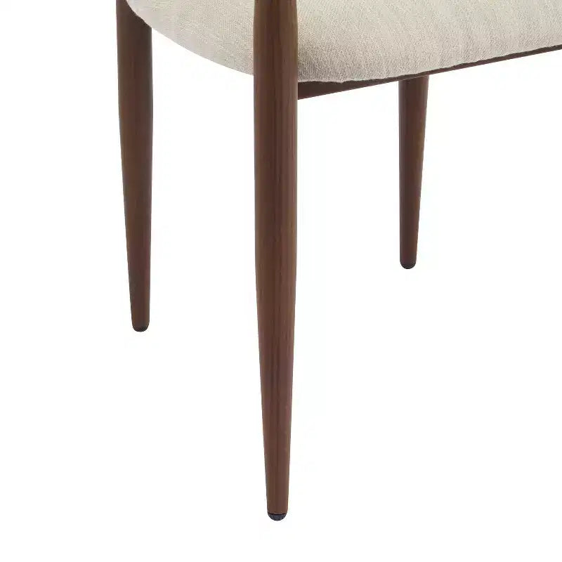 Lot de 2 chaises de salle à manger modernes en fer rembourrées avec dossier ouvert incurvé Beige/Marron foncé