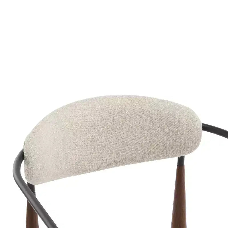 Lot de 2 chaises de salle à manger modernes en fer rembourrées avec dossier ouvert incurvé Beige/Marron foncé