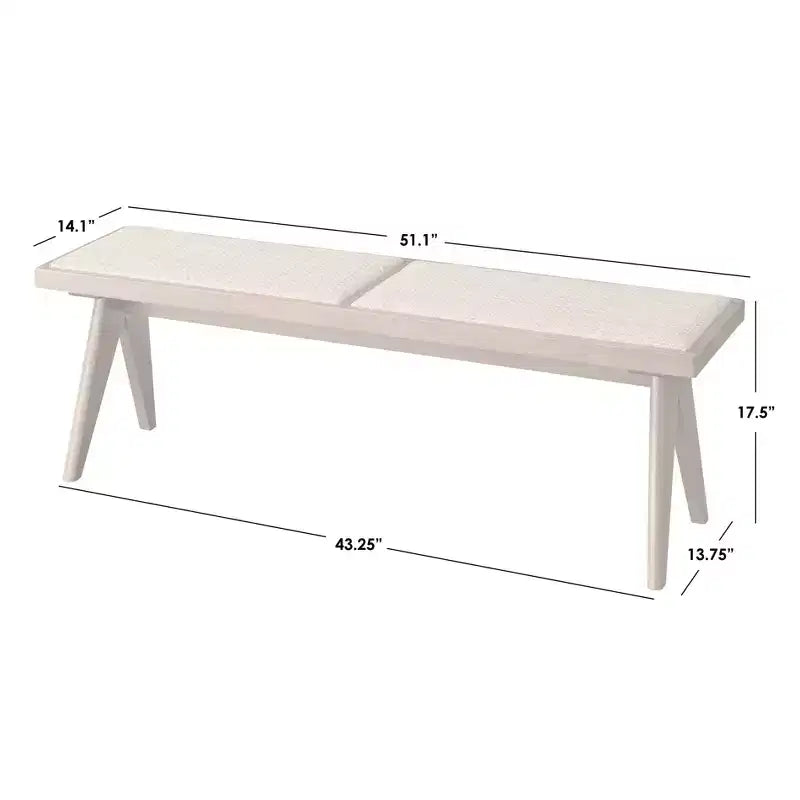 Banc de salle à manger moderne en rotin et bois massif, noyer clair