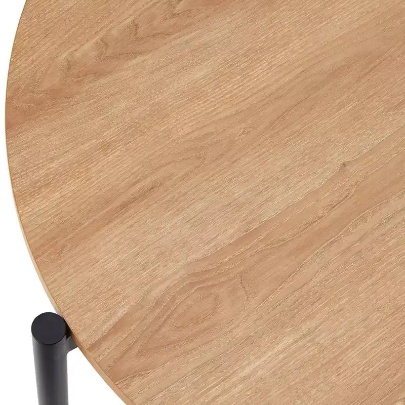 Table à manger ronde Mid-Century Moderne Chêne/Noir