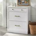 Meuble bas modulaire avec plateau aspect marbre 3 tiroirs Blanc : Buffet de style campagnard, cadre en MDF