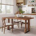 Table de salle à manger rustique 63" avec double pied socle noyer