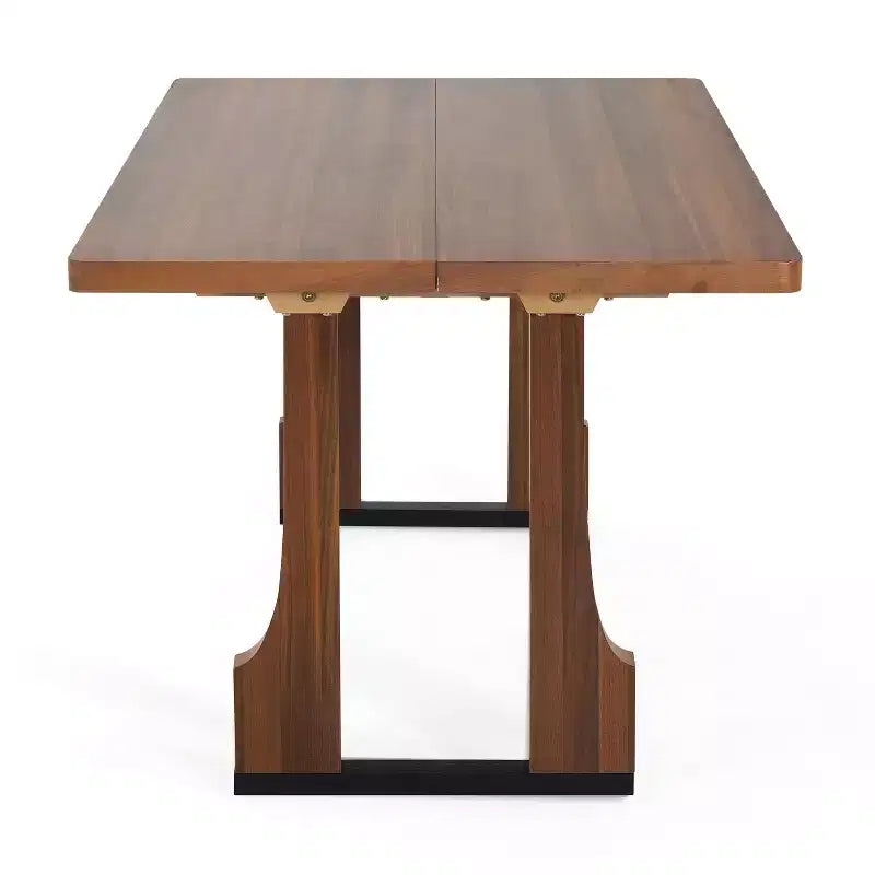 Table de salle à manger rustique 63" avec double pied socle noyer