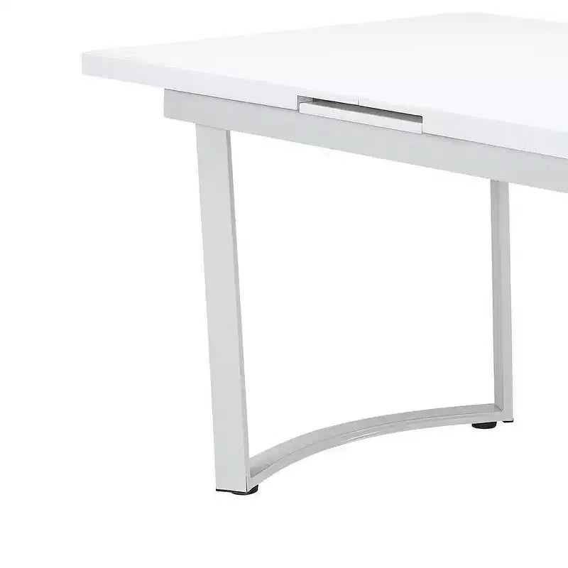 Table à manger 150-180 cm Blanc laqué brillant : Rectangle extensible élégant pour 6