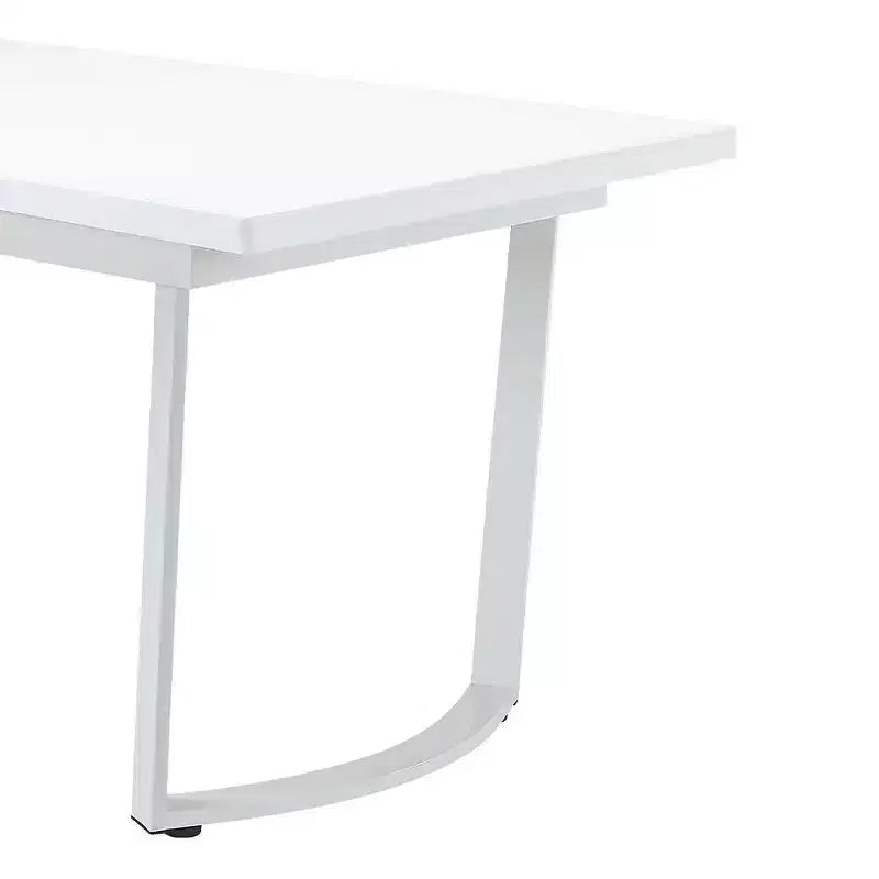 Table à manger 150-180 cm Blanc laqué brillant : Rectangle extensible élégant pour 6