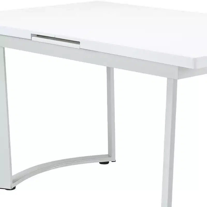 Table à manger 150-180 cm Blanc laqué brillant : Rectangle extensible élégant pour 6