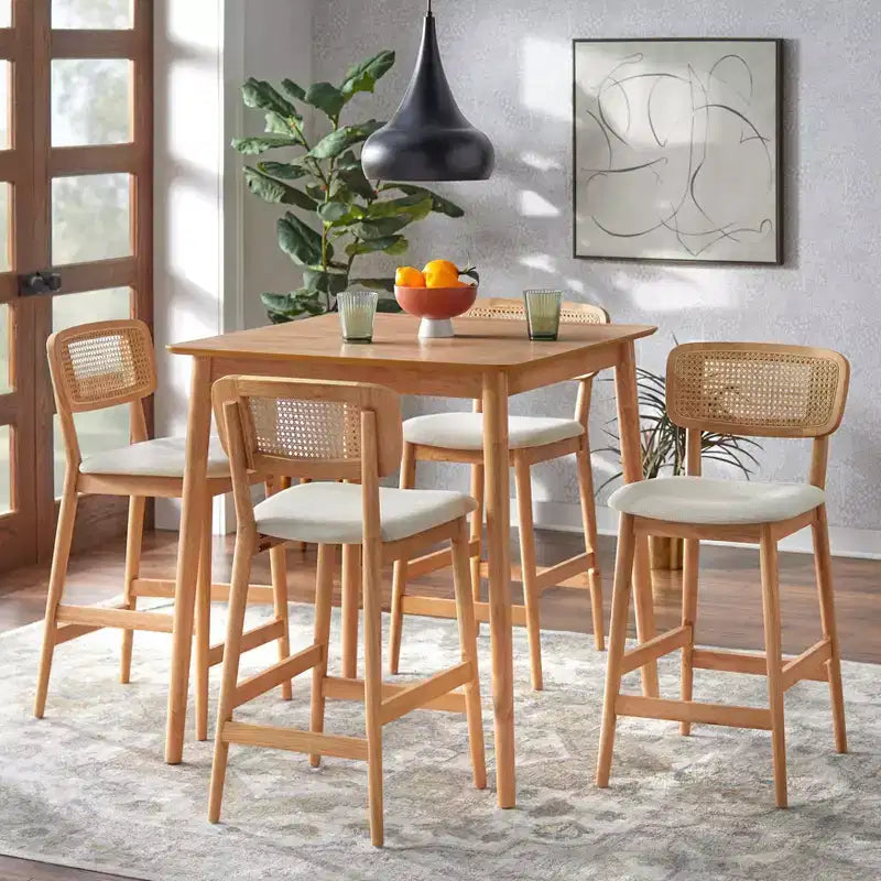 Table carrée hauteur comptoir en chêne clair