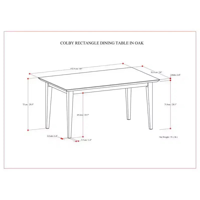 Table à manger rectangulaire en chêne