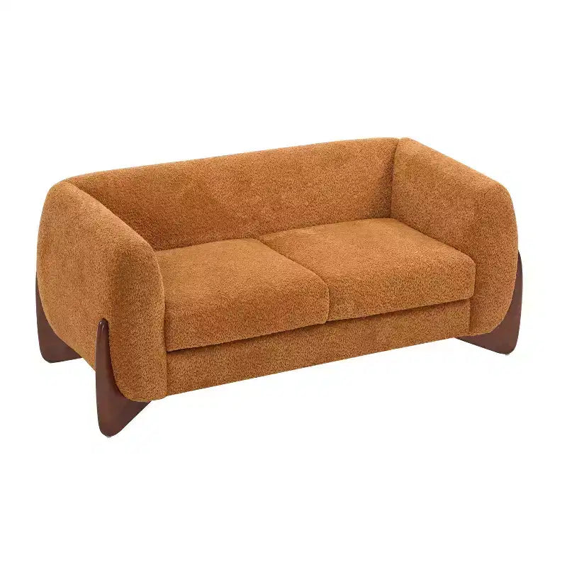 Causeuse en tissu bouclé caramel de 63 po