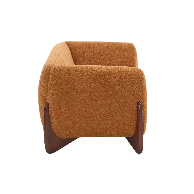 Causeuse en tissu bouclé caramel de 63 po