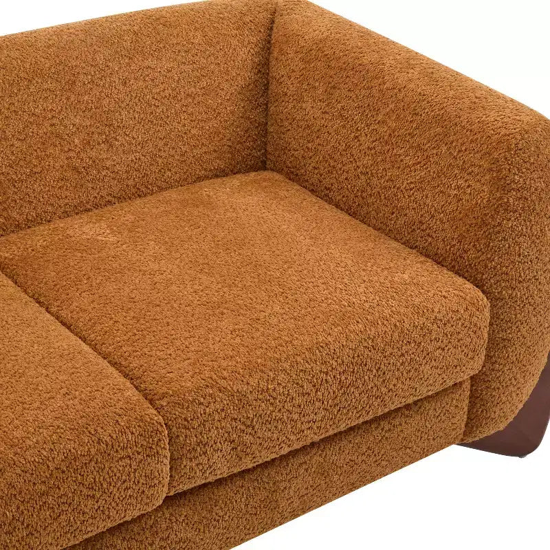 Causeuse en tissu bouclé caramel de 63 po