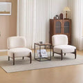 Lot de 2 chaises d'appoint modernes en bois d'hévéa rembourrées en tissu bouclé