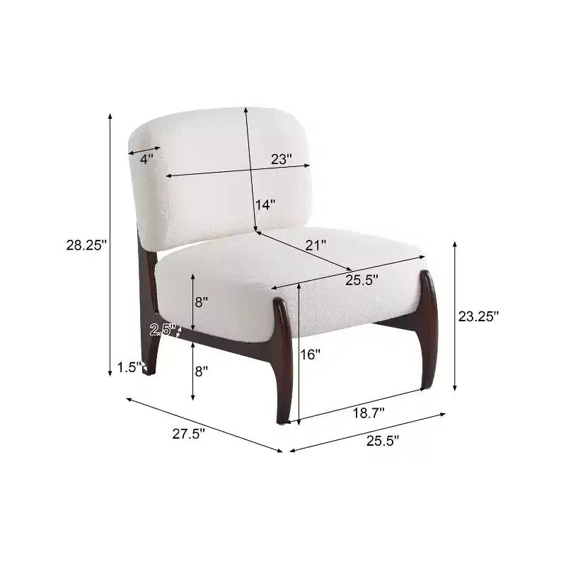 Lot de 2 chaises d'appoint modernes en bois d'hévéa rembourrées en tissu bouclé