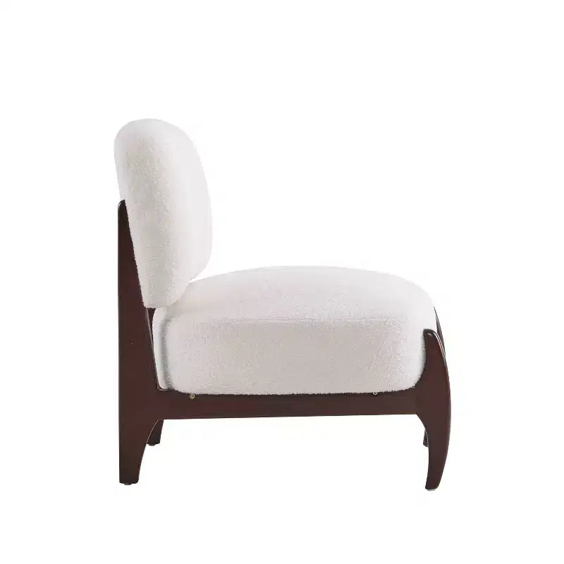 Lot de 2 chaises d'appoint modernes en bois d'hévéa rembourrées en tissu bouclé