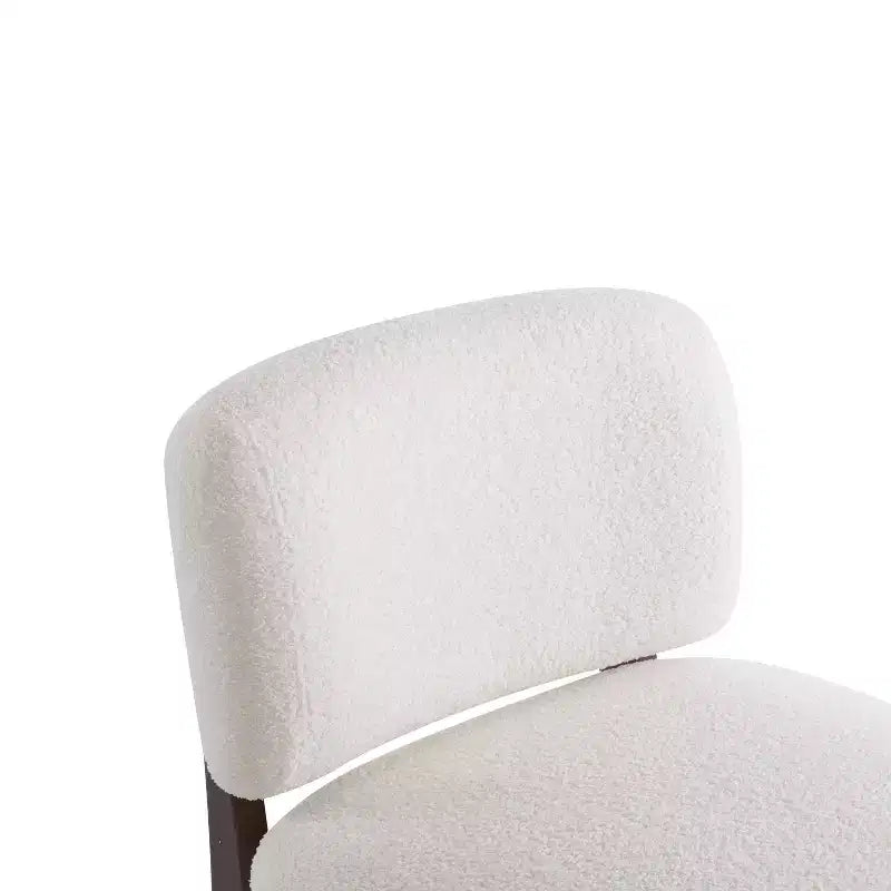 Lot de 2 chaises d'appoint modernes en bois d'hévéa rembourrées en tissu bouclé