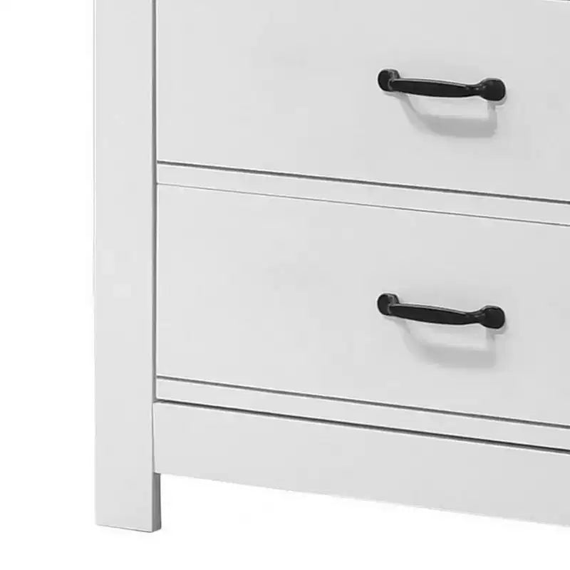 Commode 6 tiroirs 119 cm blanche : Meuble de chambre contemporain, design peu encombrant