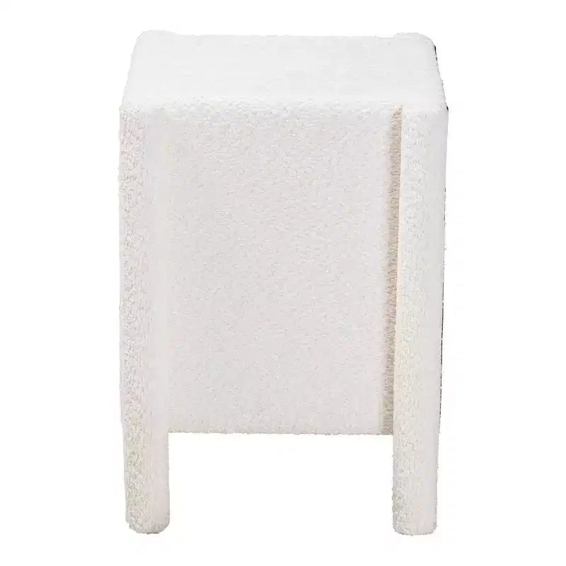 Table de chevet 2 tiroirs en tissu "Teddy Bear" blanc