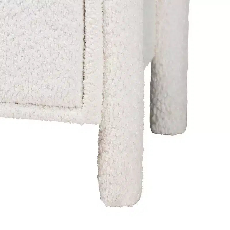 Table de chevet 2 tiroirs en tissu "Teddy Bear" blanc