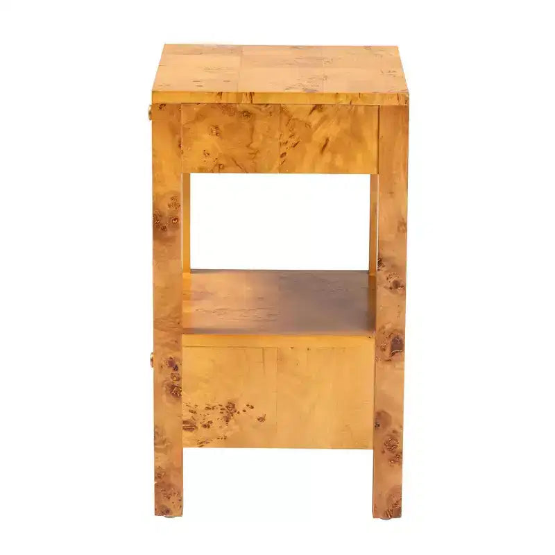 Table de chevet 2 tiroirs en bois ronce de Mappa claire