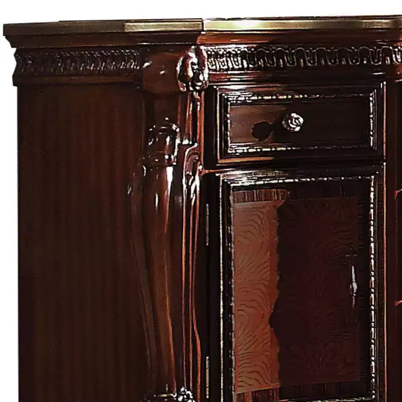 Commode 69" chêne miel : style vintage, 5 tiroirs et placards