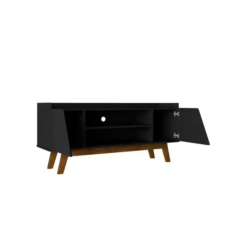 Meuble TV Mid-Century Modern à 4 étagères pour téléviseurs jusqu'à 55" : Console multimédia, gestion des câbles