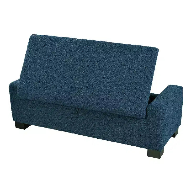 Pouffe de rangement moderne capitonné bleu pour l'intérieur